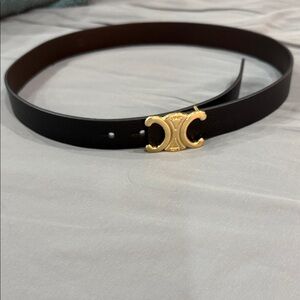 Elegant Black Belt with Gold Buckle